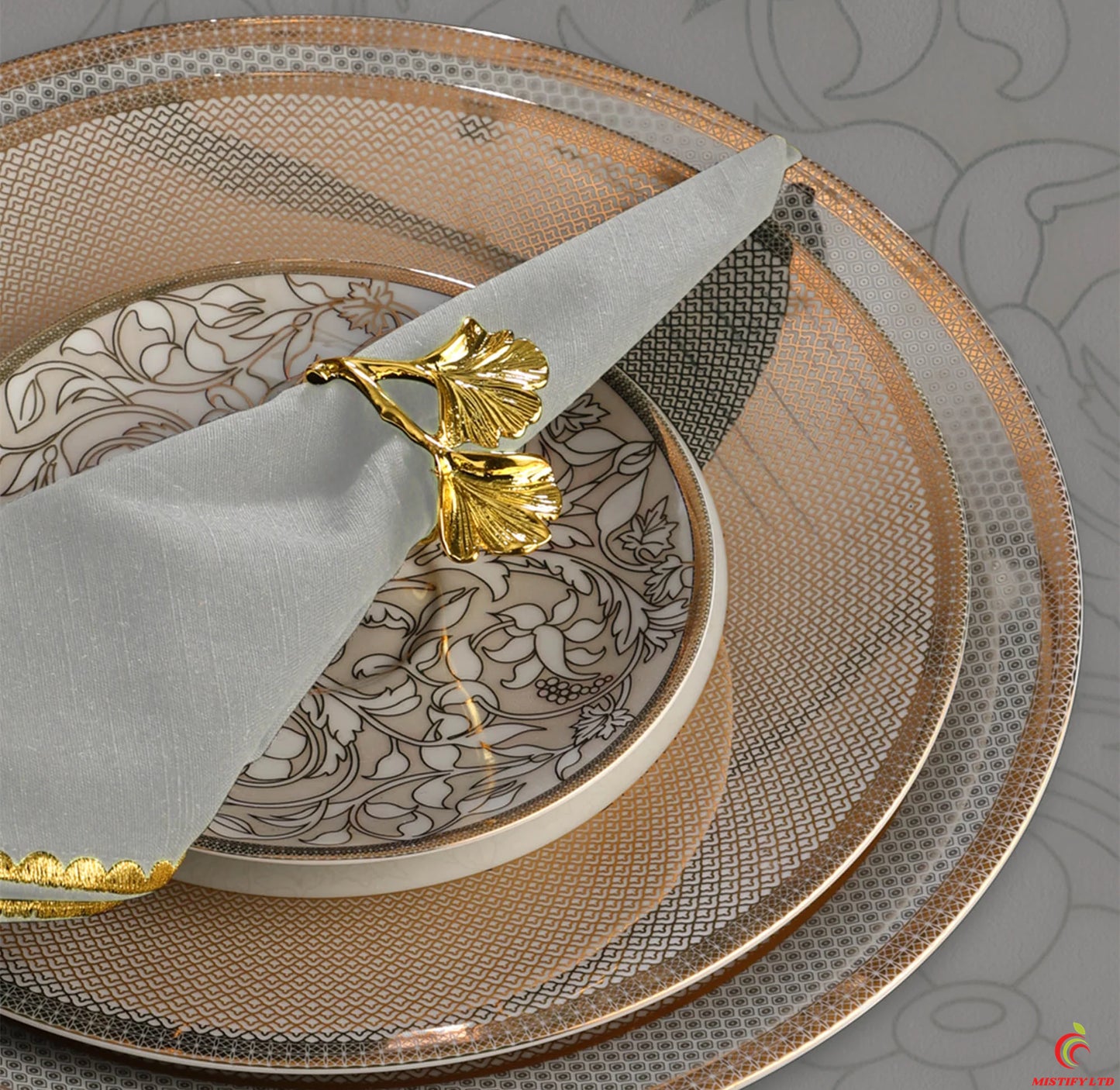 Rebecca Platinum China 6-Person Placemat Set