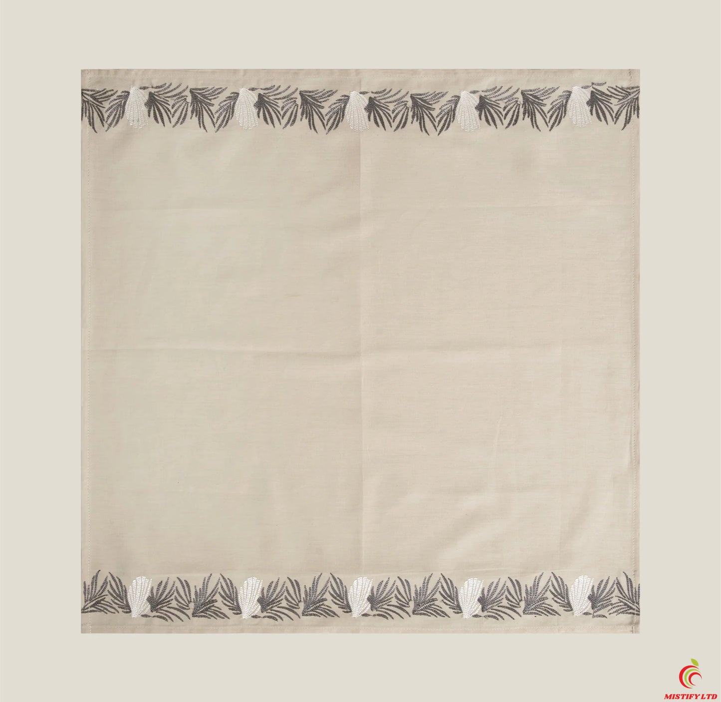 Beige Embroidered Cotton Napkins Set of 4