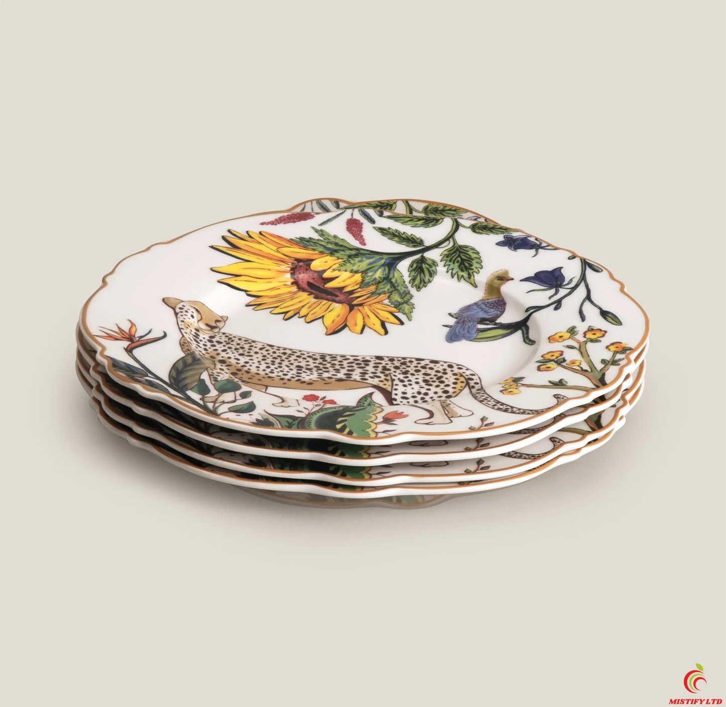 Cordero 4-piece colorful bone china dinner plate set