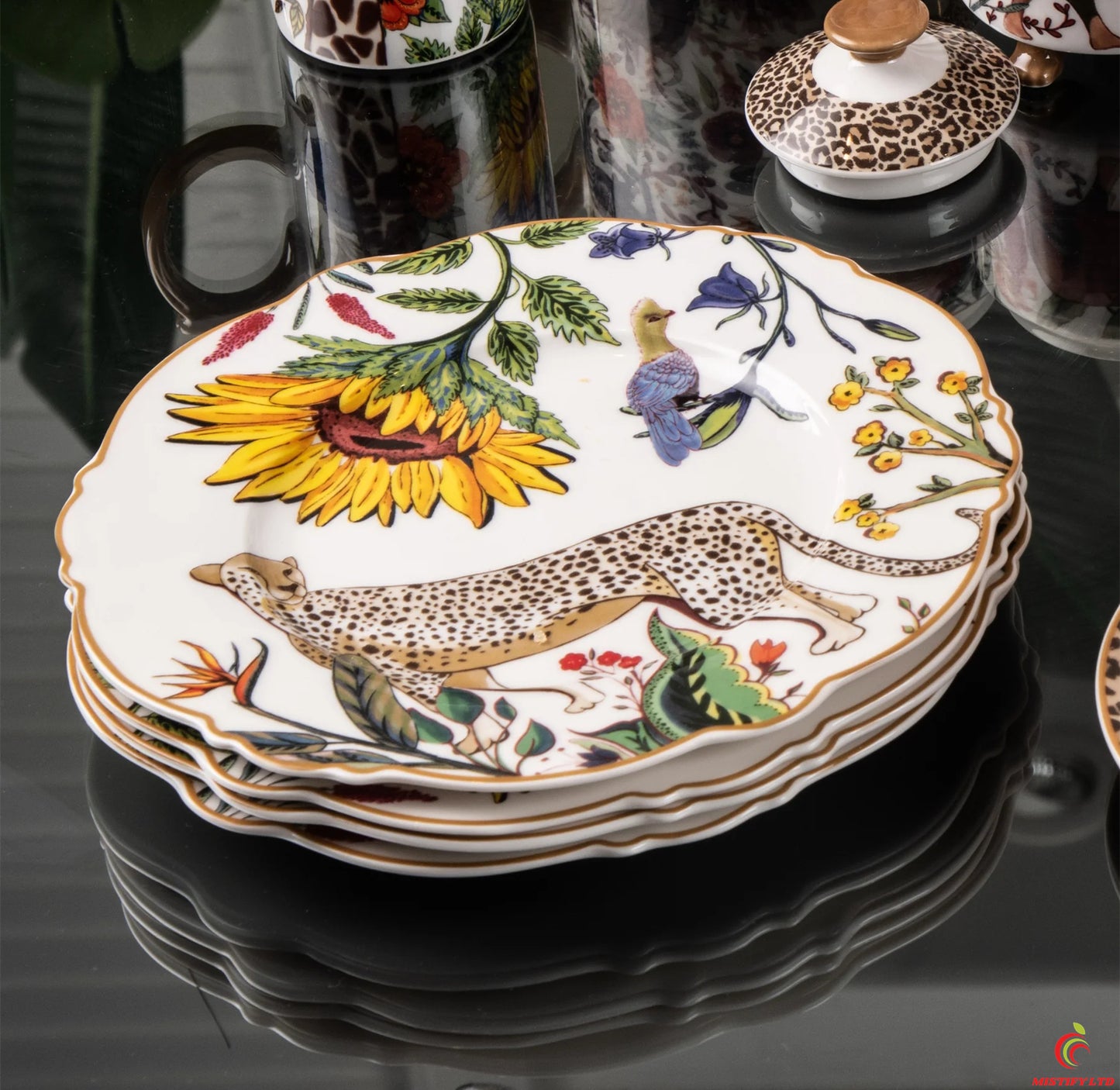 Cordero 4-piece colorful bone china dinner plate set