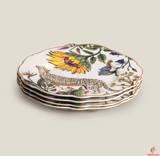 Cordero 4-piece colorful bone china dinner plate set